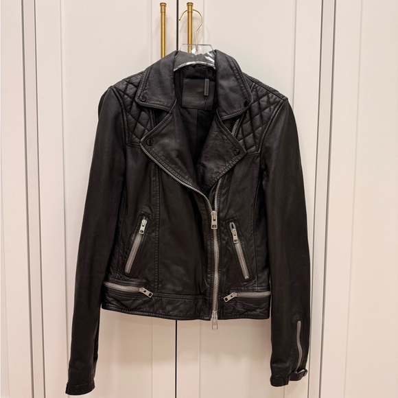 All Saints Conroy Quilted Leather Biker Jacket - Picture 2 of 10